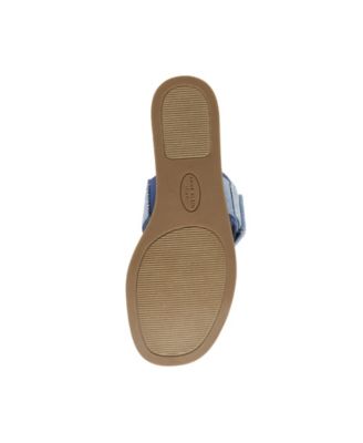 ANNE KLEIN Womens Blue Buckle Accent Comfort Brenda Round Toe Wedge Slip On Slide Sandals Shoes M