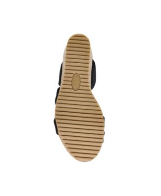 ANNE KLEIN Womens Black 1" Platform Padded Alyson Open Toe Wedge Slip On Sandals Shoes M
