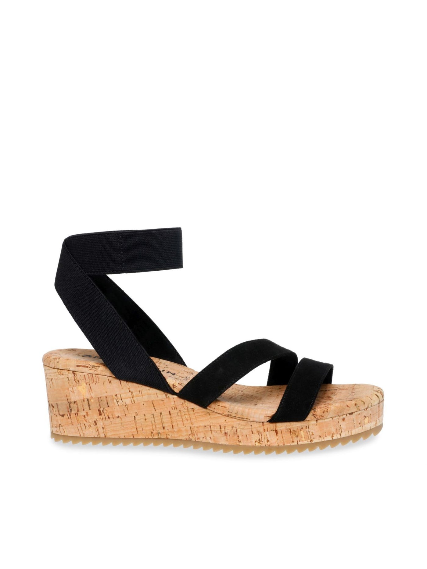 ANNE KLEIN Womens Black 1" Platform Padded Alyson Open Toe Wedge Slip On Sandals Shoes 9.5 M