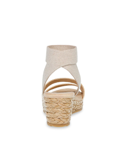 ANNE KLEIN Womens Natural Beige Color Block 1" Platform Padded Alyson Open Toe Wedge Slip On Espadrille Shoes 8 M