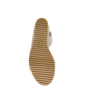 ANNE KLEIN Womens Natural Beige Color Block 1" Platform Padded Alyson Open Toe Wedge Slip On Espadrille Shoes M