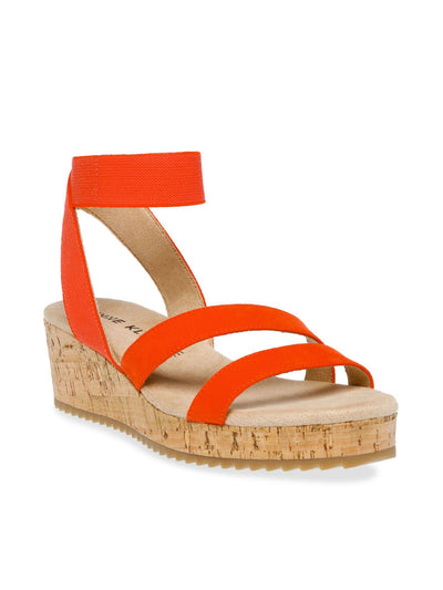 ANNE KLEIN Womens Orange 1" Platform Padded Alyson Open Toe Wedge Slip On Espadrille Shoes 9.5 M