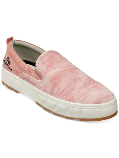 KARL LAGERFELD Mens Pink Tie-Dye Cushioned Perforated Round Toe Slip On Leather Sneakers Shoes 10