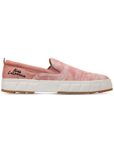 KARL LAGERFELD PARIS Mens Pink Tie-Dye Cushioned Perforated Round Toe Slip On Leather Sneakers Shoes 7.5