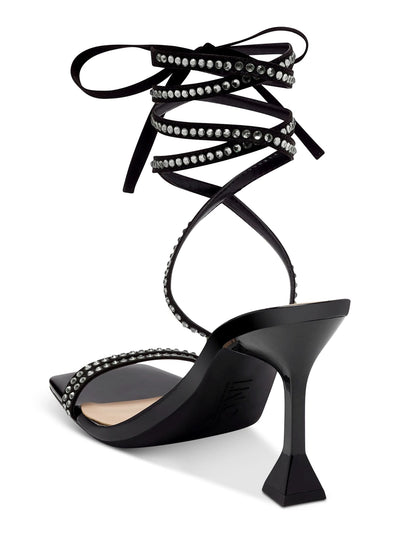 INC Womens Black Rhinestone Bradki Open Toe Sculpted Heel Lace-Up Dress Sandals Shoes 6 M