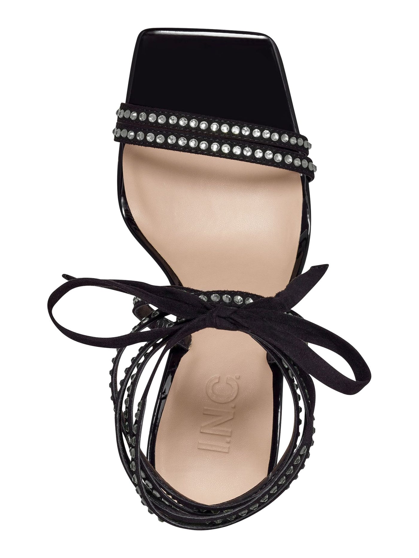 INC Womens Black Rhinestone Bradki Open Toe Sculpted Heel Lace-Up Dress Sandals Shoes 6 M