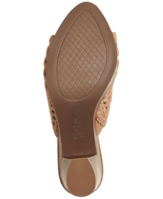 JESSICA SIMPSON Womens Beige 1-1/2"" Platform Woven Goring Shelbie Round Toe Block Heel Slip On Heeled M