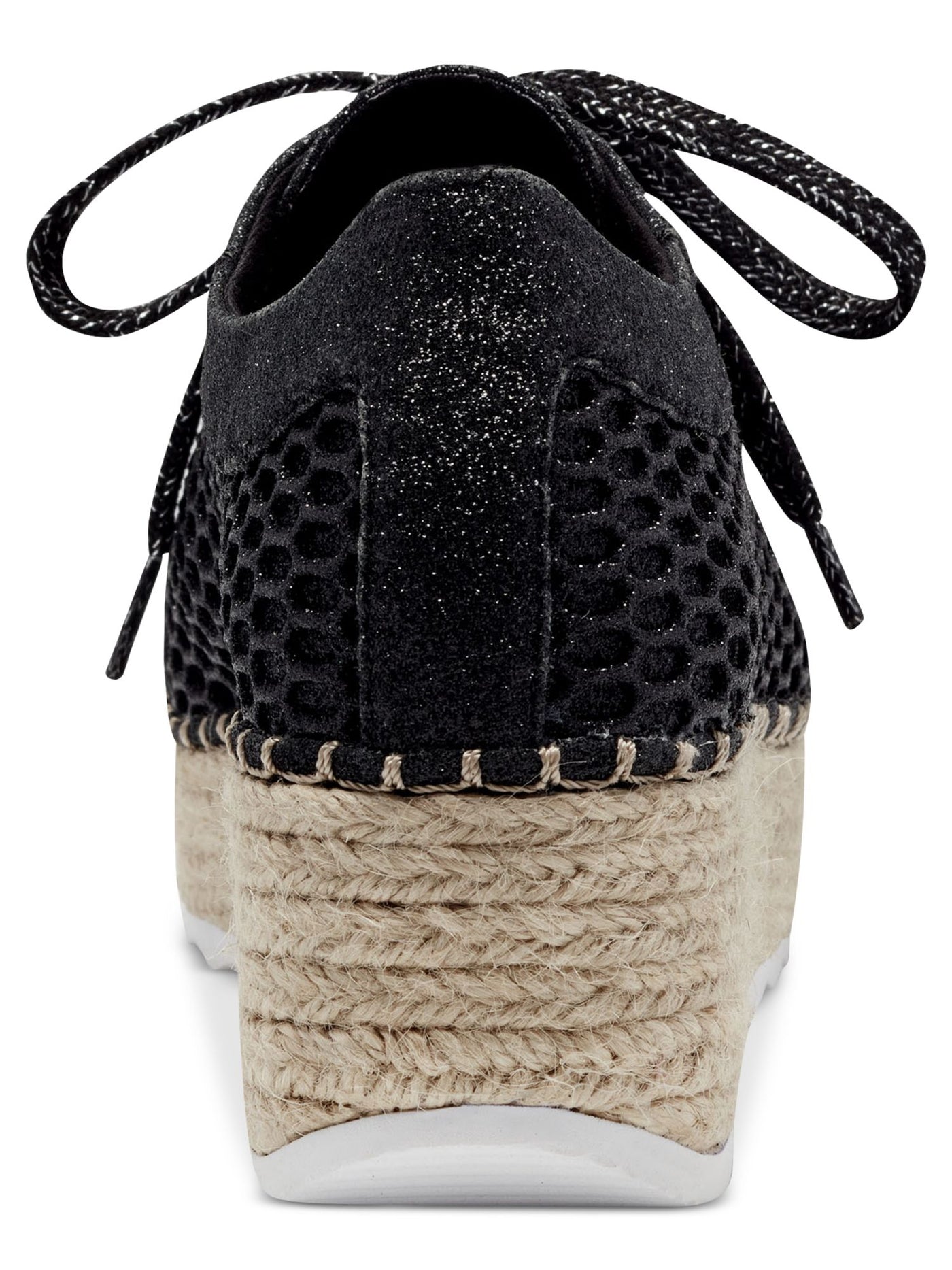 INC Womens Black Mesh 1" Platform Glitter Espadrille Padded Breathable Perforated Asina Round Toe Wedge Lace-Up Sneakers Shoes 8.5 M