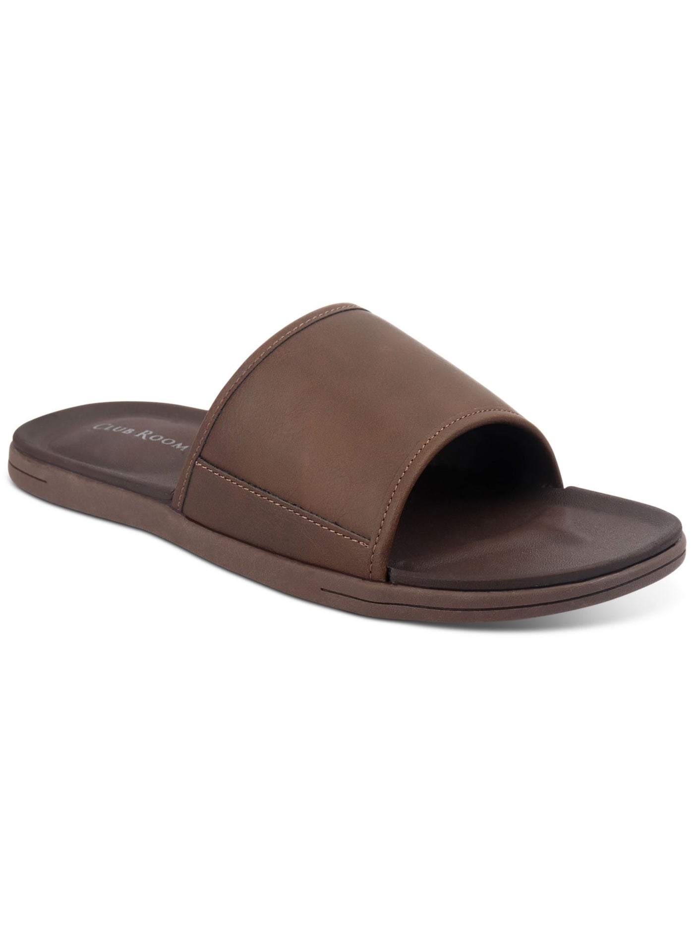 CLUBROOM Mens Brown Padded Arch Support Goring Cruz Round Toe Slip On Slide Sandals Shoes 11 M
