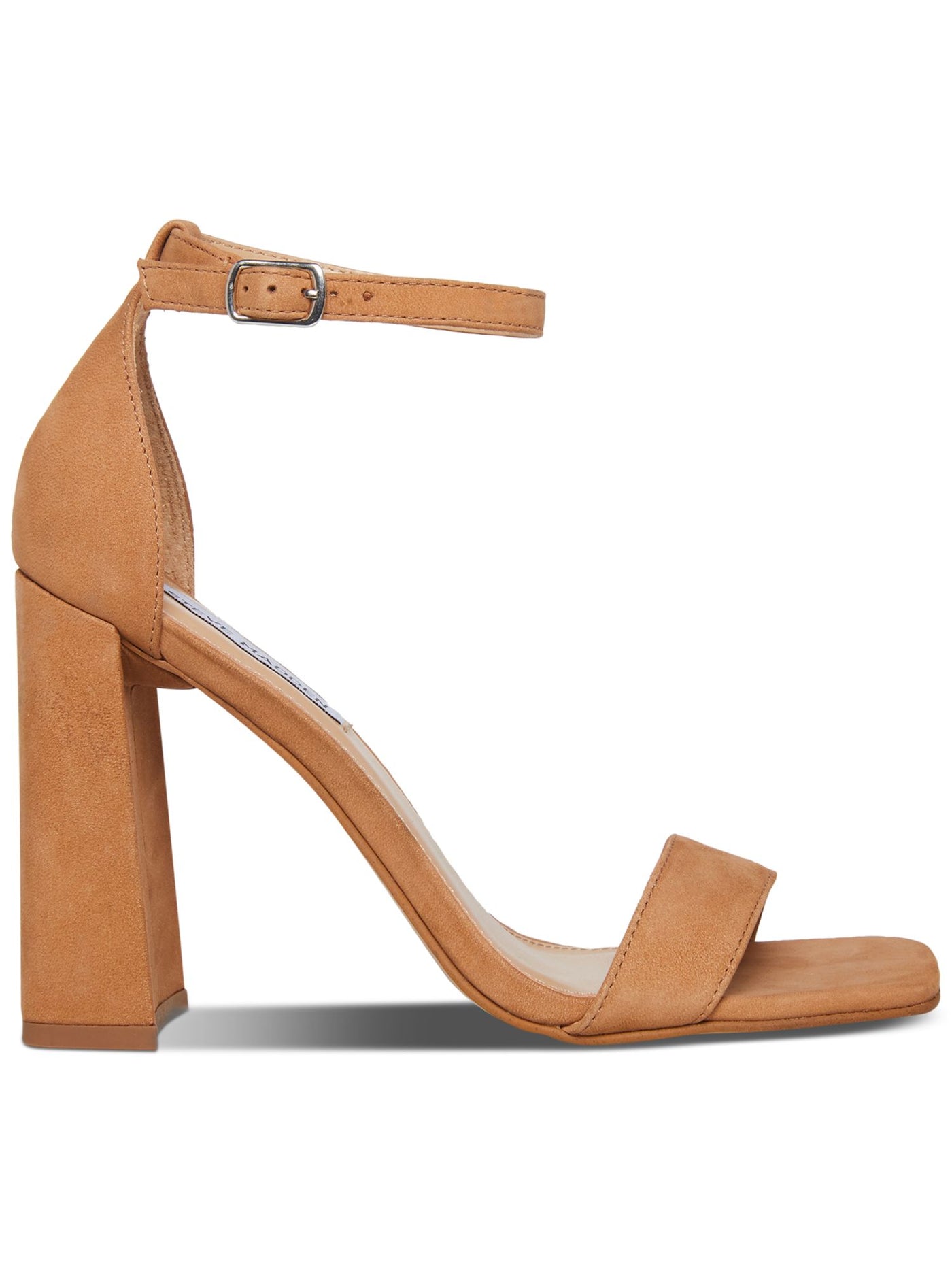 STEVE MADDEN Womens Beige Ankle Strap Padded Tiaa Square Toe Block Heel Buckle Leather Dress Heeled M