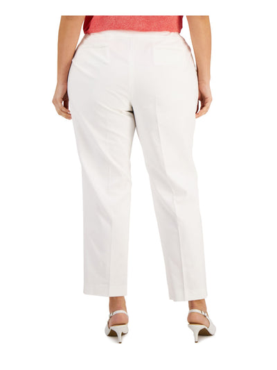 ANNE KLEIN Womens White Zippered Pocketed Hook And Bar Closure Wear To Work Straight leg Pants Plus 22W