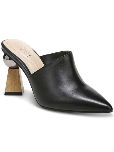 ALFANI Womens Black Cushioned Metallic Junnee Pointed Toe Sculpted Heel Slip On Leather Heeled Mules Shoes 8.5 M