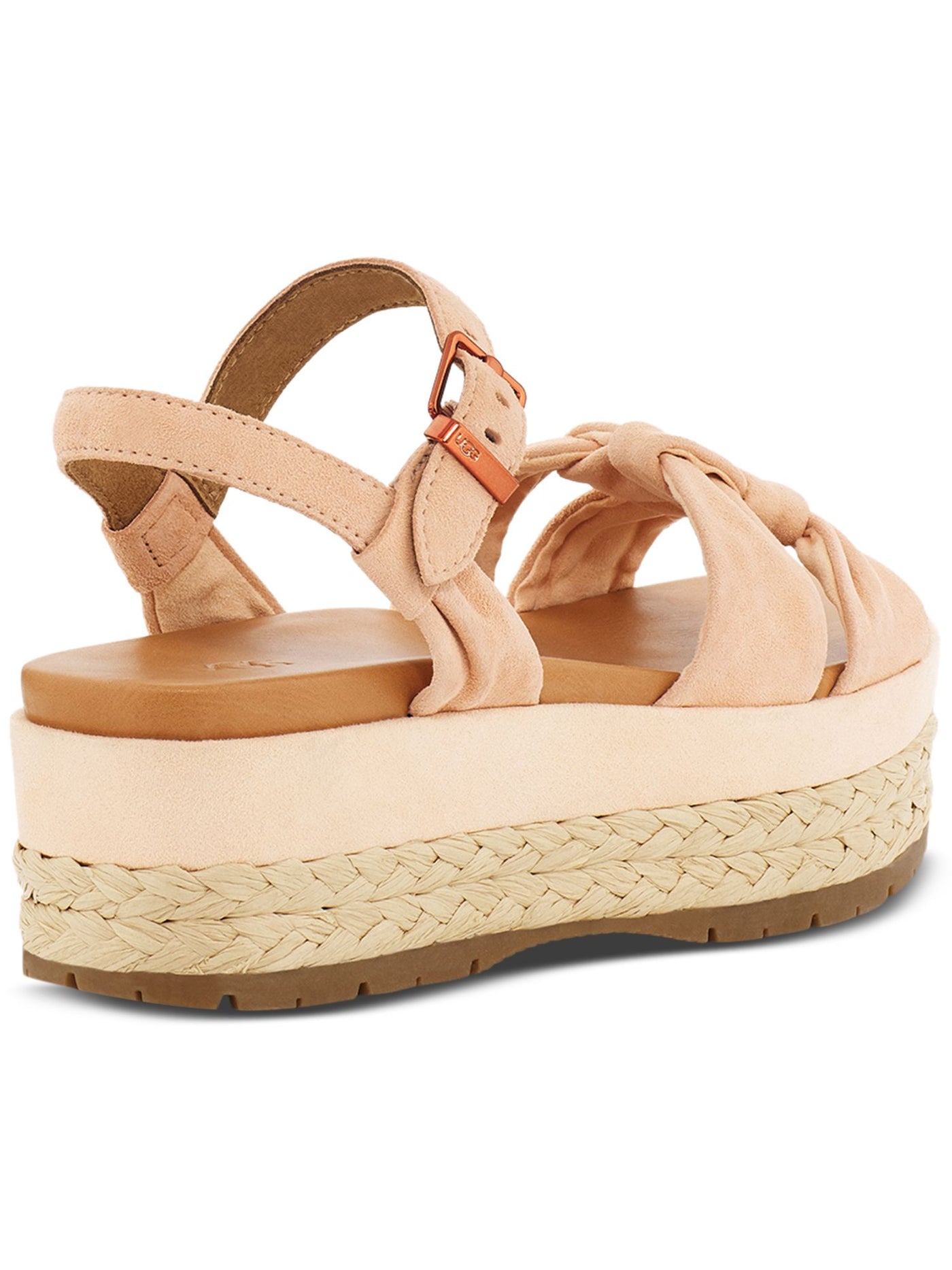 UGG Womens Beige Woven Padded Neusch Round Toe Platform Buckle Leather Slingback Sandal 8.5