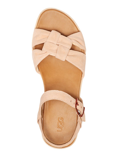 UGG Womens Beige Woven Padded Neusch Round Toe Platform Buckle Leather Slingback Sandal 8.5