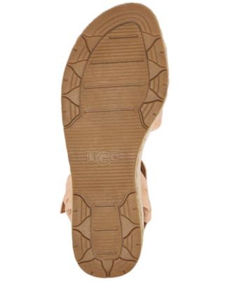 UGG Womens Beige Woven Padded Neusch Round Toe Platform Buckle Leather Slingback Sandal