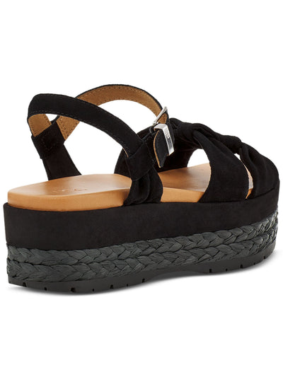 UGG Womens Black Woven Padded Neusch Round Toe Platform Buckle Leather Slingback Sandal 7.5