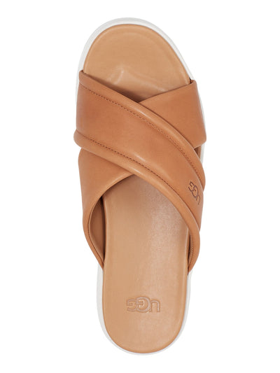 UGG Womens Beige Goring Comfort Zayne Round Toe Wedge Slip On Leather Slide Sandals Shoes 6