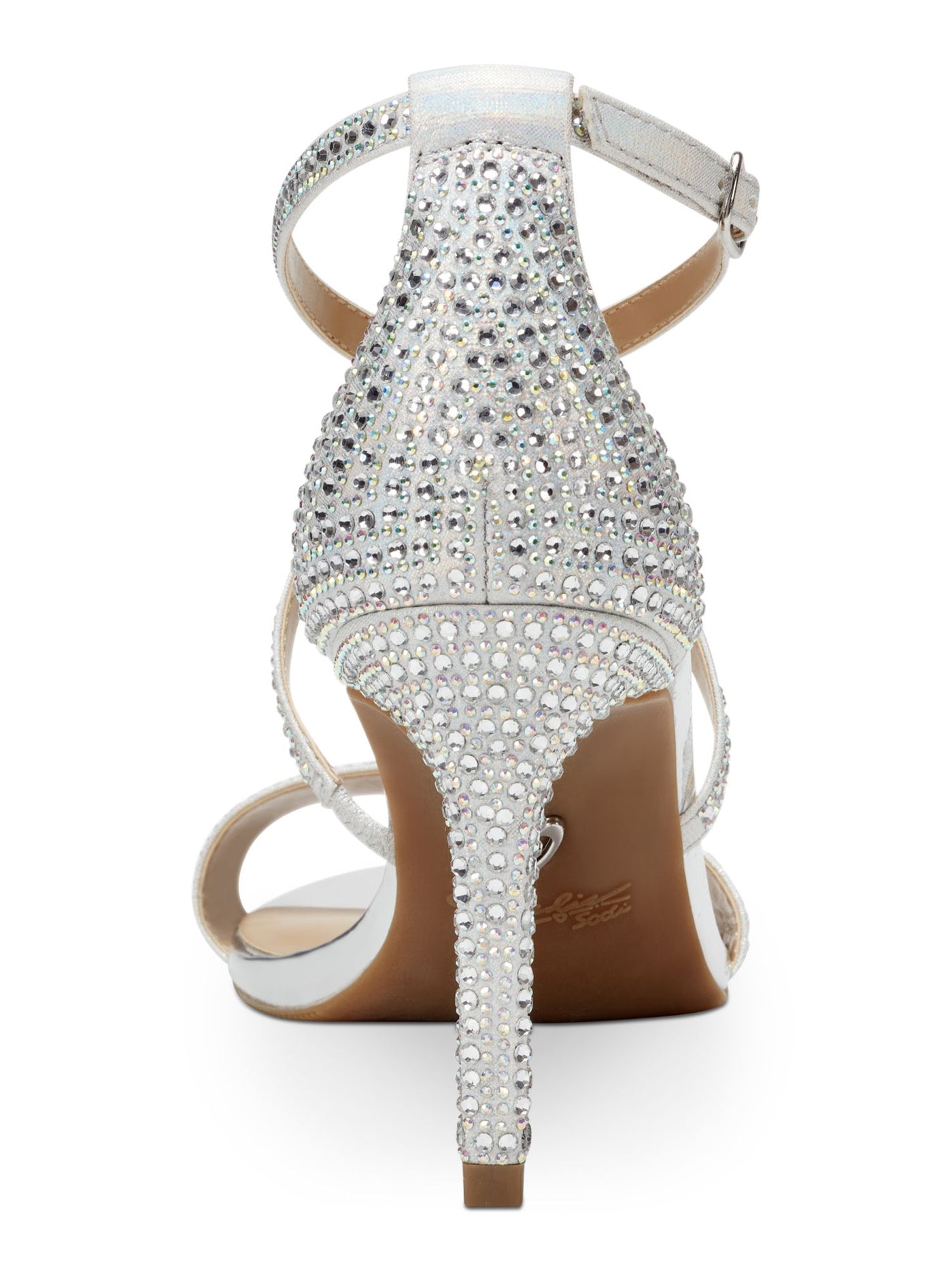 THALIA SODI Womens Silver Glitter Crisscross-Strapped Goring Padded Darria Round Toe Stiletto Buckle Dress Heeled Sandal 11 M