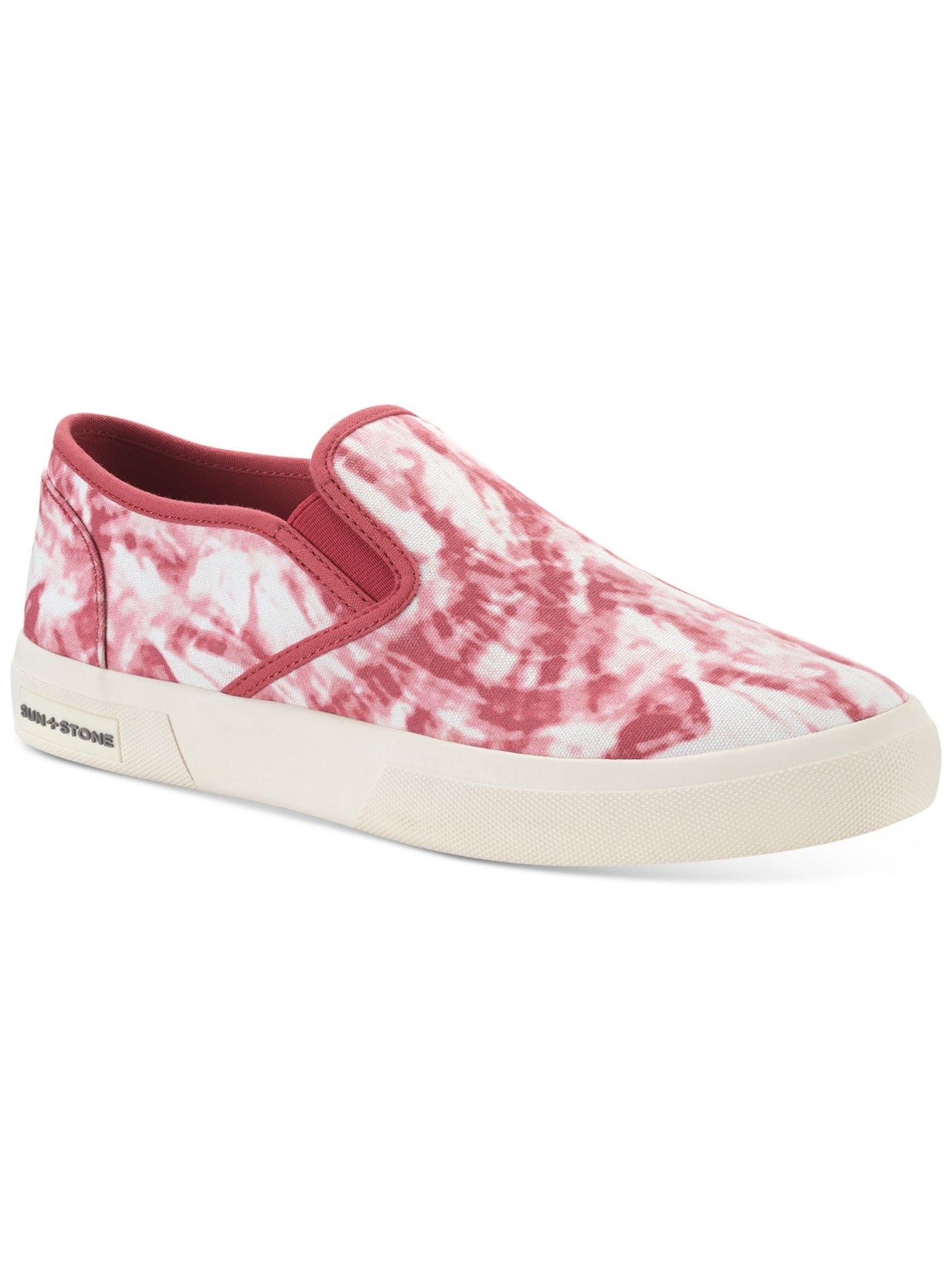 SUN STONE Mens Red Tie Dye Goring Cushioned Reins Round Toe Platform Slip On Sneakers Shoes 9 M