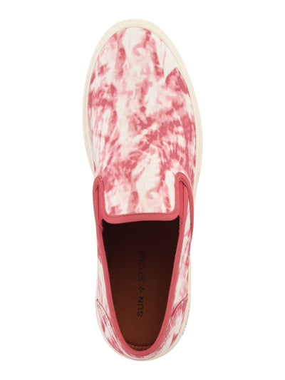 SUN STONE Mens Red Tie Dye Goring Cushioned Reins Round Toe Platform Slip On Sneakers Shoes 12 M
