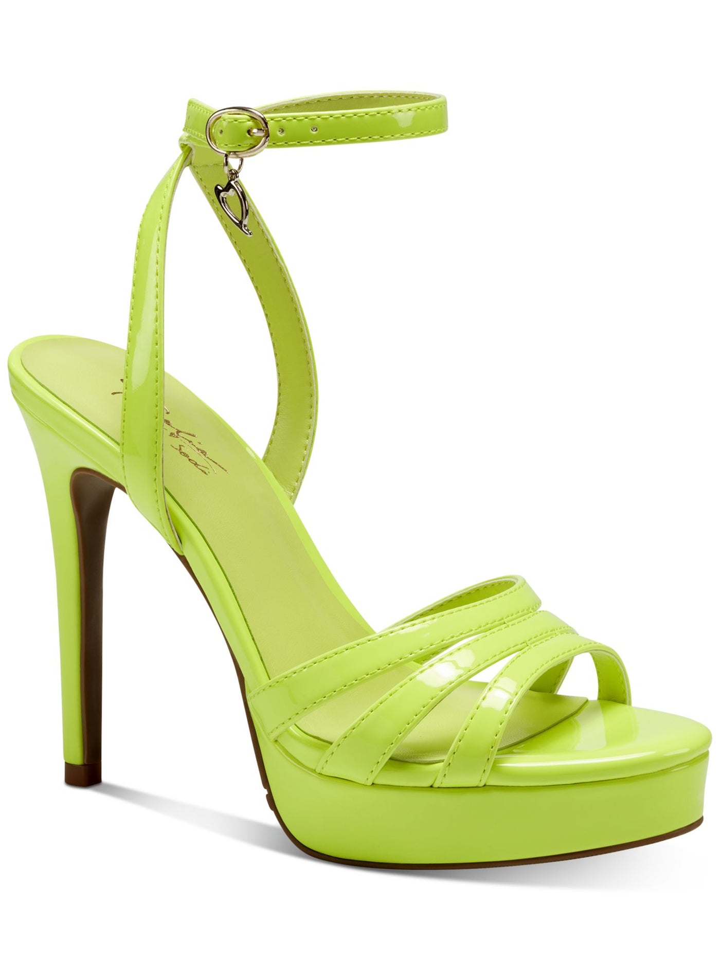 THALIA SODI Womens Green 1" Platform Patent Strappy Padded Chancy Almond Toe Stiletto Buckle Dress Heeled Sandal 8 M