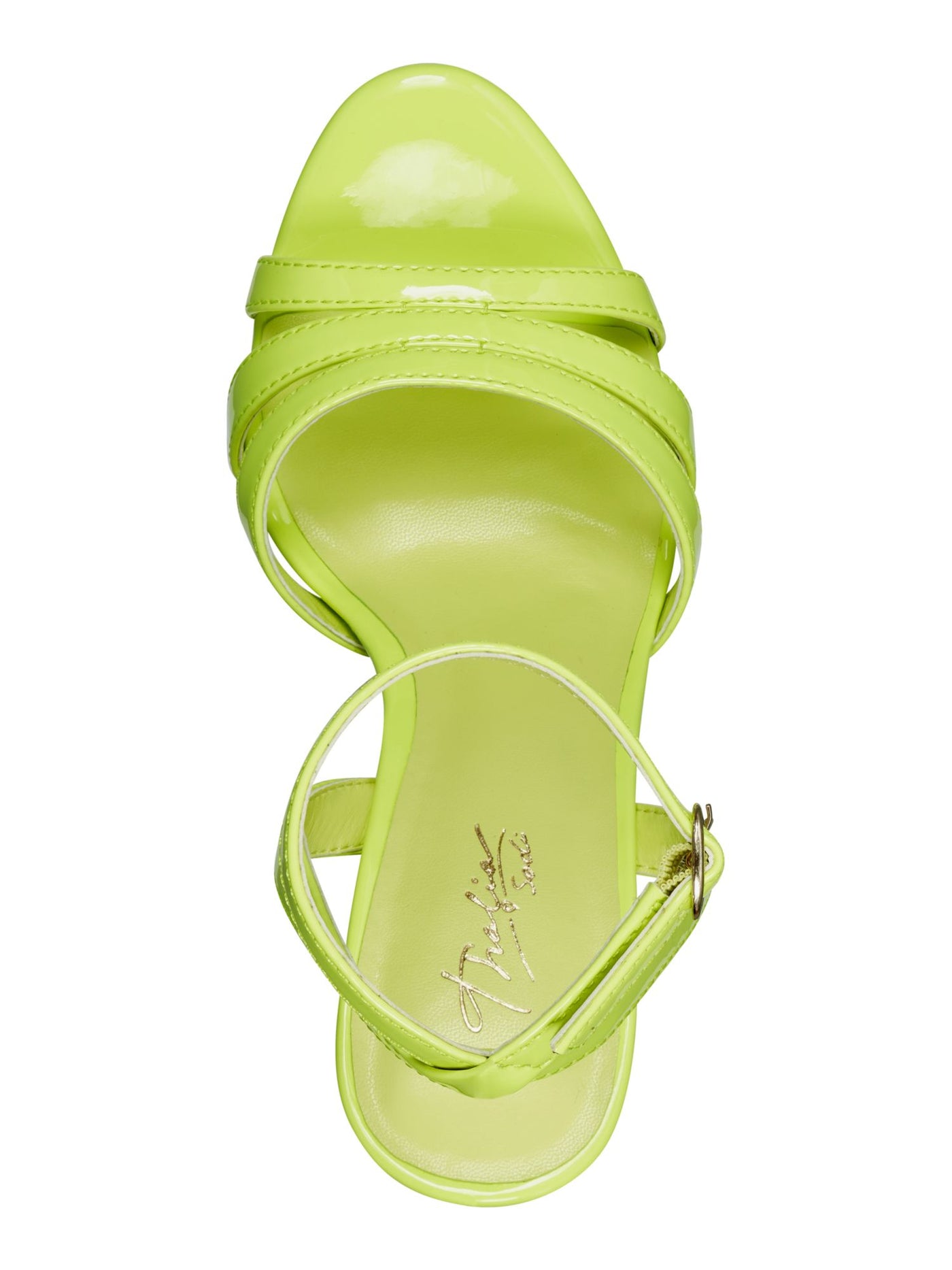 THALIA SODI Womens Green 1" Platform Patent Strappy Padded Chancy Almond Toe Stiletto Buckle Dress Heeled Sandal 8 M