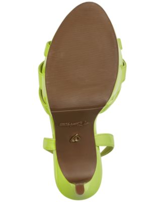 THALIA SODI Womens Green 1" Platform Patent Strappy Padded Chancy Almond Toe Stiletto Buckle Dress Heeled M