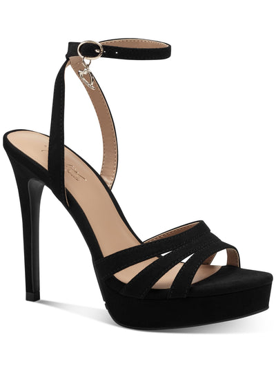 THALIA SODI Womens Black 1" Platform Ankle Strap Padded Chancy Round Toe Stiletto Buckle Dress Heeled Sandal 10 M