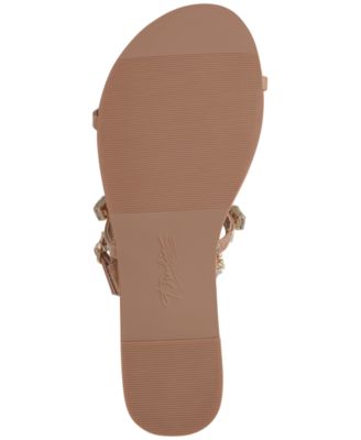 THALIA SODI Womens Beige Embellished T-Strap Jenesis Round Toe Buckle Gladiator Sandals Shoes M