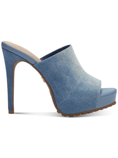 THALIA SODI Womens Blue 1" Platform Lug Sole Cindie Round Toe Stiletto Slip On Heeled Sandal 7.5 M
