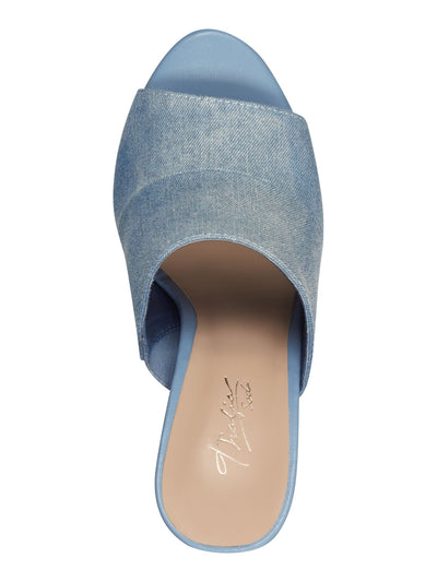 THALIA SODI Womens Light Blue 1" Platform Lug Sole Cindie Round Toe Stiletto Slip On Heeled Sandal 9.5 M