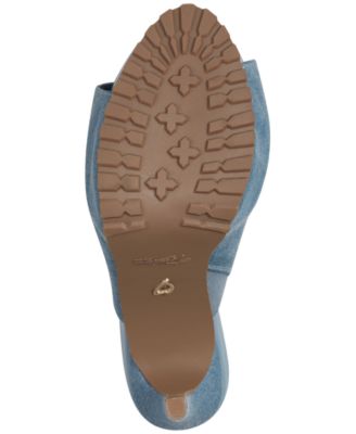THALIA SODI Womens Blue 1" Platform Lug Sole Cindie Round Toe Stiletto Slip On Heeled M