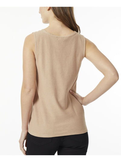 JONES NEW YORK Womens Brown Ribbed Pull-on Sleeveless Scoop Neck Tank Top XL