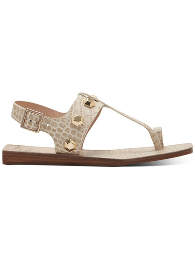 VINCE CAMUTO Womens Beige Adjustable Studded Dailette Square Toe Buckle Leather Sandals Shoes 9 M