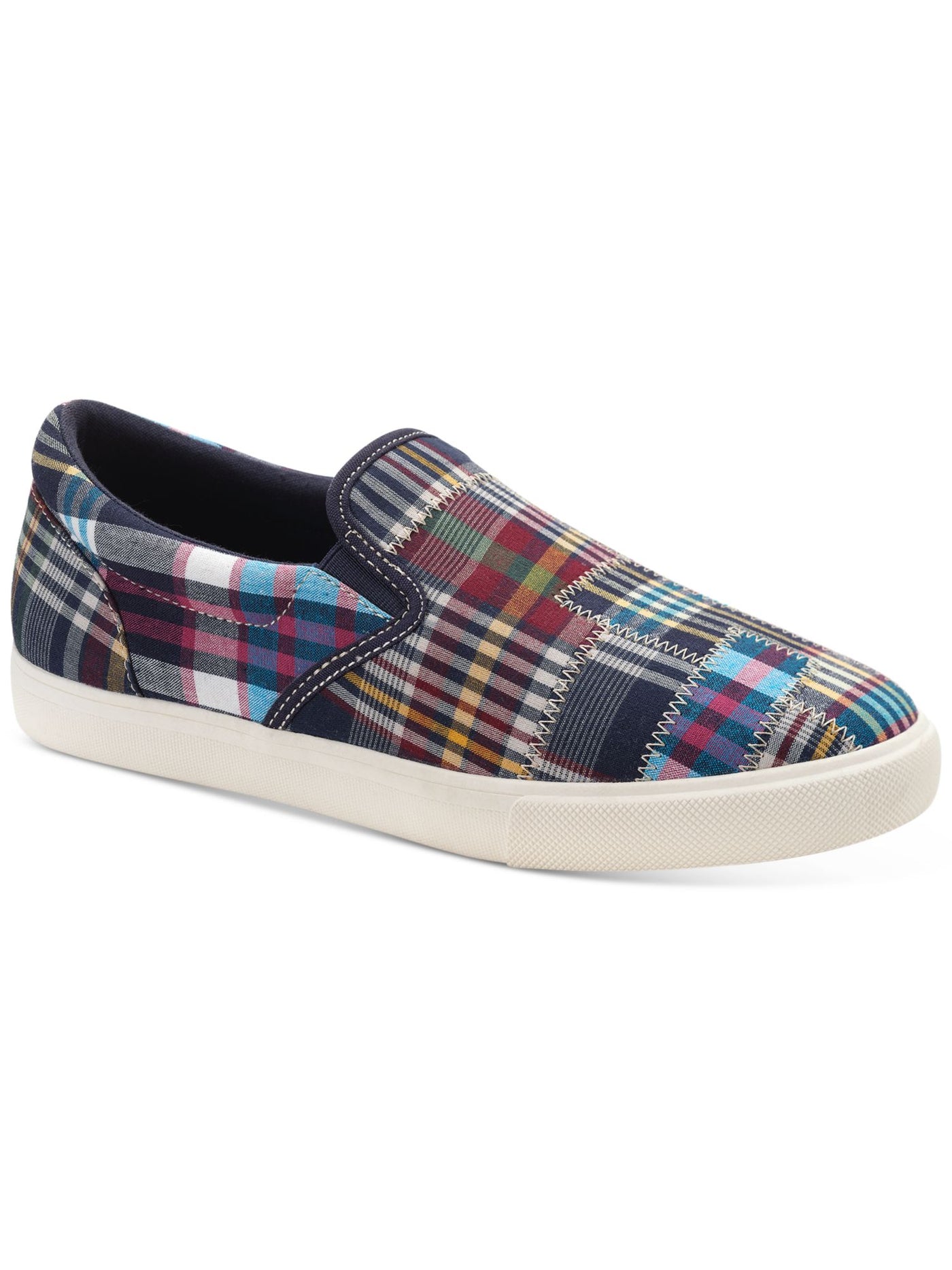 CLUBROOM Mens Blue Plaid Padded Goring Tate Round Toe Platform Slip On Sneakers Shoes 10