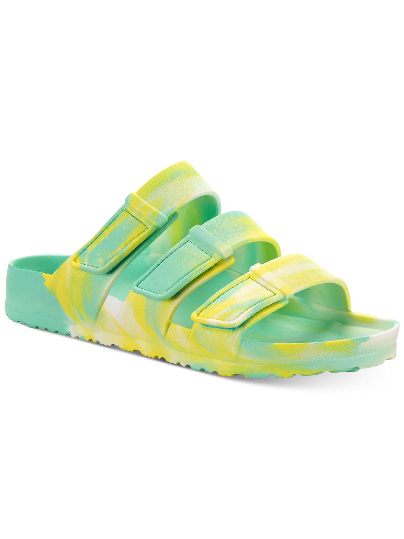 SUN STONE Womens Green Tie Dye Water Resistant Flexible Comfort Adjustable Arizona Essentials Round Toe Slide Sandals Shoes 10 M