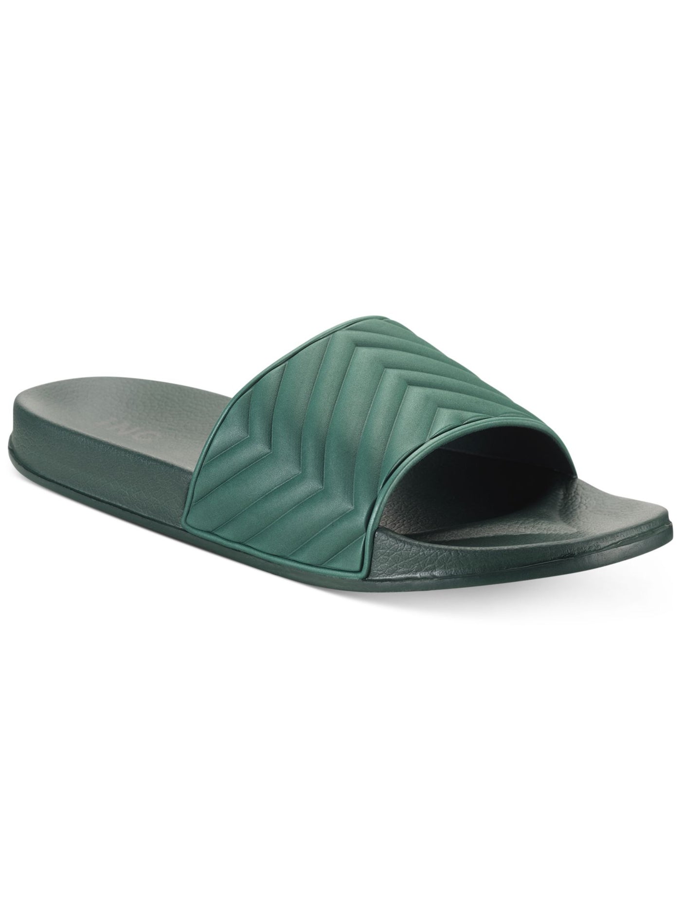 INC Mens Green Quilted Xander Open Toe Slip On Slide Sandals Shoes 9 M