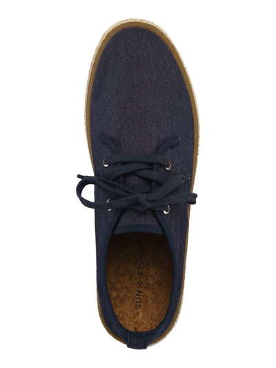 SUN STONE Mens Navy Comfort Zane Round Toe Platform Lace-Up Espadrille Shoes M