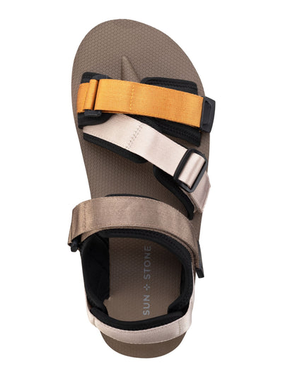 SUN STONE Mens Beige Adjustable Comfort Lormier Round Toe Platform Sandals Shoes 13 M
