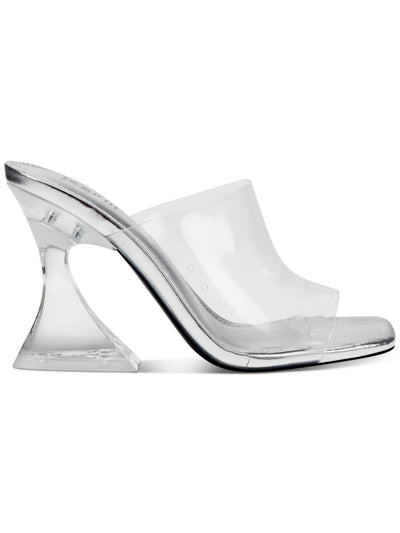 BAR III Womens Clear Translucent Comfort Cherr Square Toe Flare Slip On Dress Heeled Sandal 6.5 M