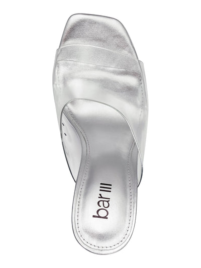 BAR III Womens Clear Translucent Comfort Cherr Square Toe Flare Slip On Dress Heeled Sandal 6.5 M
