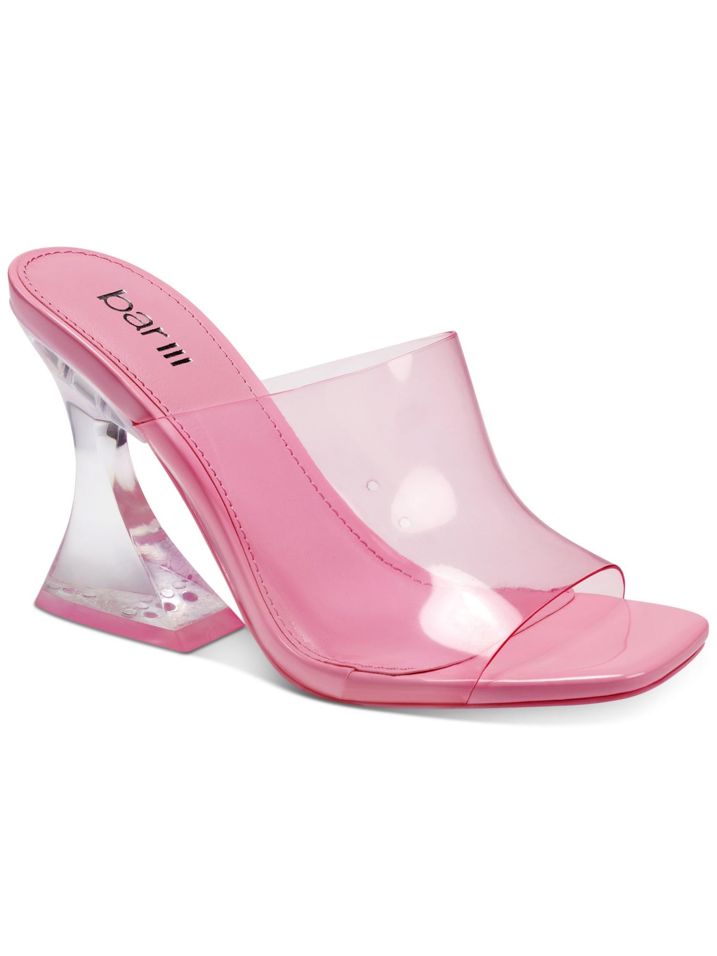 BAR III Womens Pink Translucent Comfort Cherr Square Toe Flare Slip On Heeled Sandal 8 M