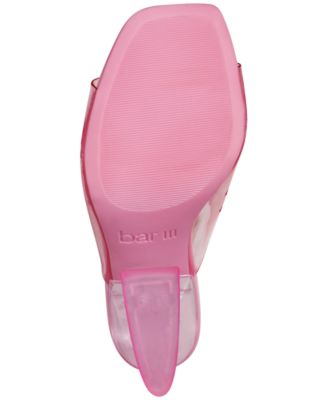 BAR III Womens Pink Translucent Comfort Cherr Square Toe Flare Slip On Heeled M