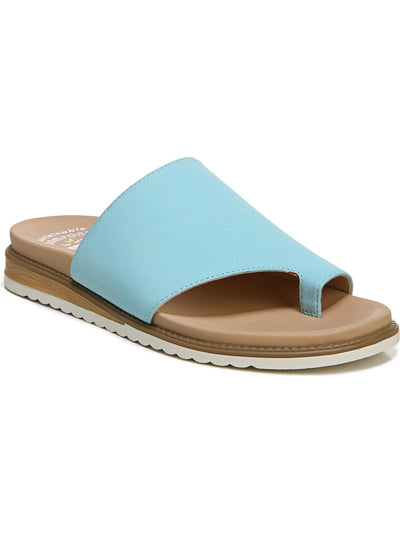 DR SCHOLLS Womens Angel Blue Aqua Contour Footbed Toe Loop Goring Padded Island Peace Open Toe Wedge Slip On Slide Sandals Shoes 8.5 M