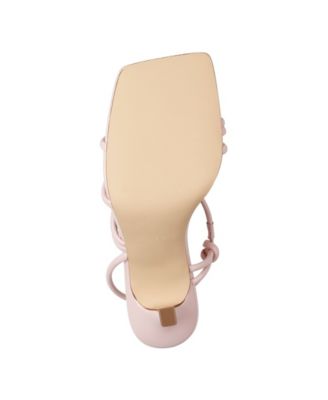 MARC FISHER Womens Beige Strappy Padded Dareta Square Toe Stiletto Slip On Heeled M