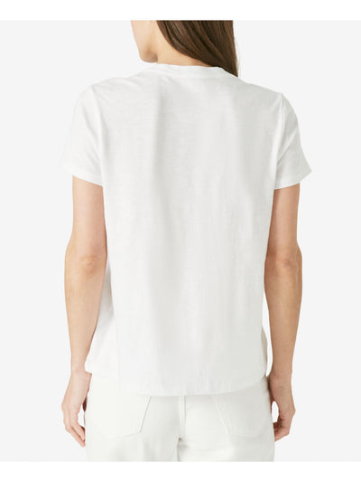 LUCKY BRAND Womens White Graphic Short Sleeve Crew Neck T-Shirt L