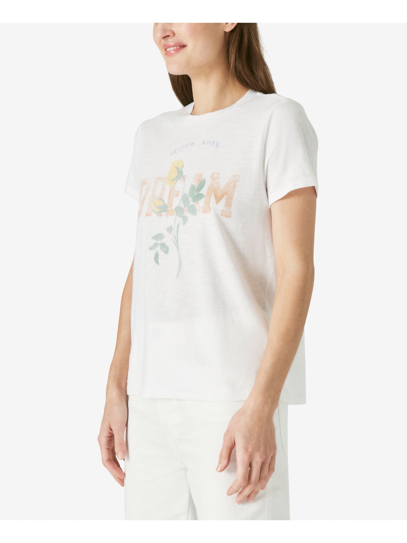 LUCKY BRAND Womens White Graphic Short Sleeve Crew Neck T-Shirt L