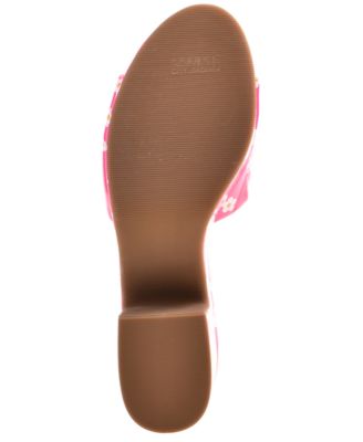 WILD PAIR Womens Pink Floral 2" Platform Slip Resistant Goring Cushioned Melborne Round Toe Block Heel Slip On Heeled M