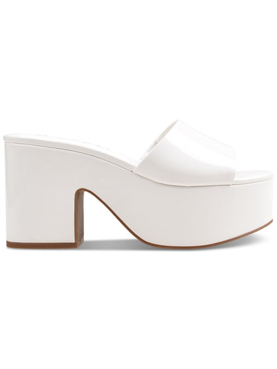 WILD PAIR Womens White 2" Platform Cushioned Slip Resistant Melborne Round Toe Block Heel Slip On Heeled Sandal 9 M