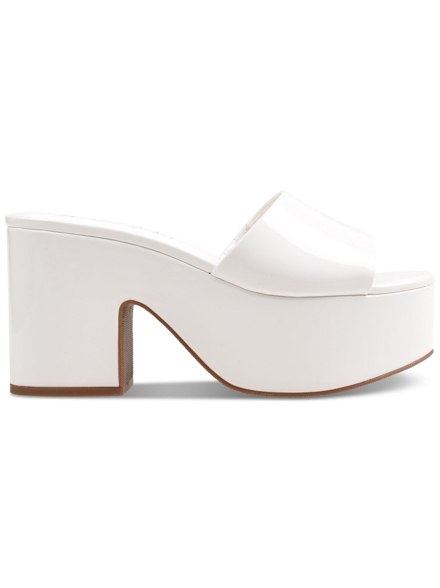 WILD PAIR Womens White 2" Platform Cushioned Slip Resistant Melborne Round Toe Block Heel Slip On Heeled Sandal 6.5 M